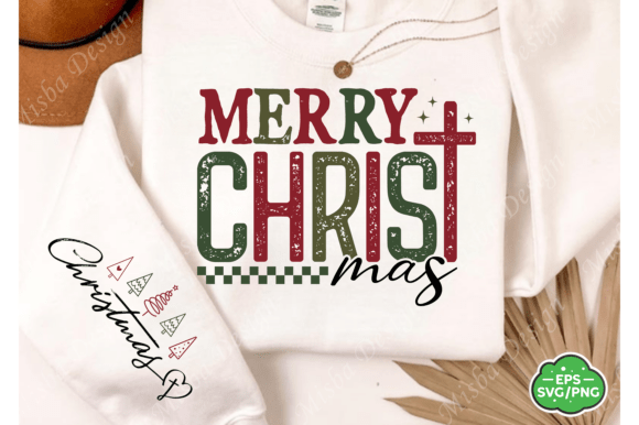 Christian Merry Christmas Sleeve SVG PNG for T-Shirt Designs