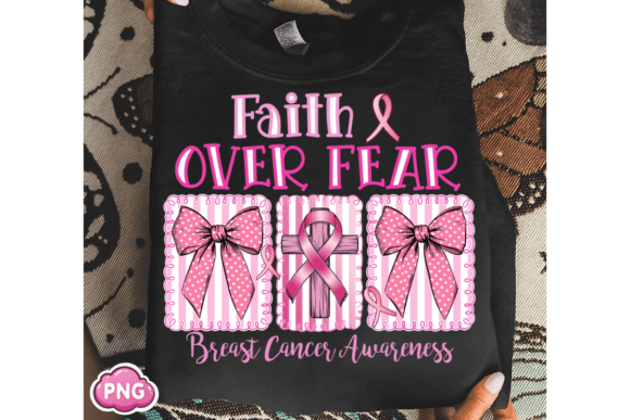 Faith over Fear PNG: Jesus Cross Coquette T-Shirt Designs