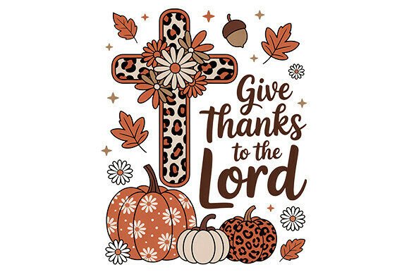 Give Thanks PNG: Autumn & Christian T-Shirt Designs